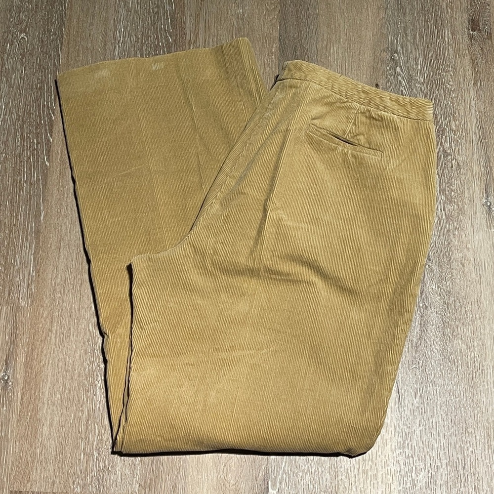 Brooks Brothers‎ Stretch Corduroy Pants Women's Size 14 Tan Casual Career EUC